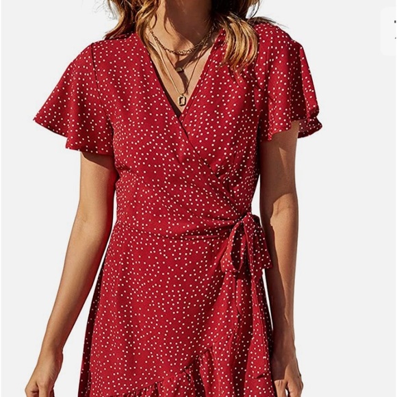 open lace back dress Lovella Red Polka Dot Maxi Dress main image 1